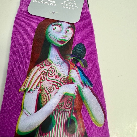 NWT. Disney Socks for Adults - Jack Skellington and Sally Black & purple sz 6-12 - Picture 4 of 13